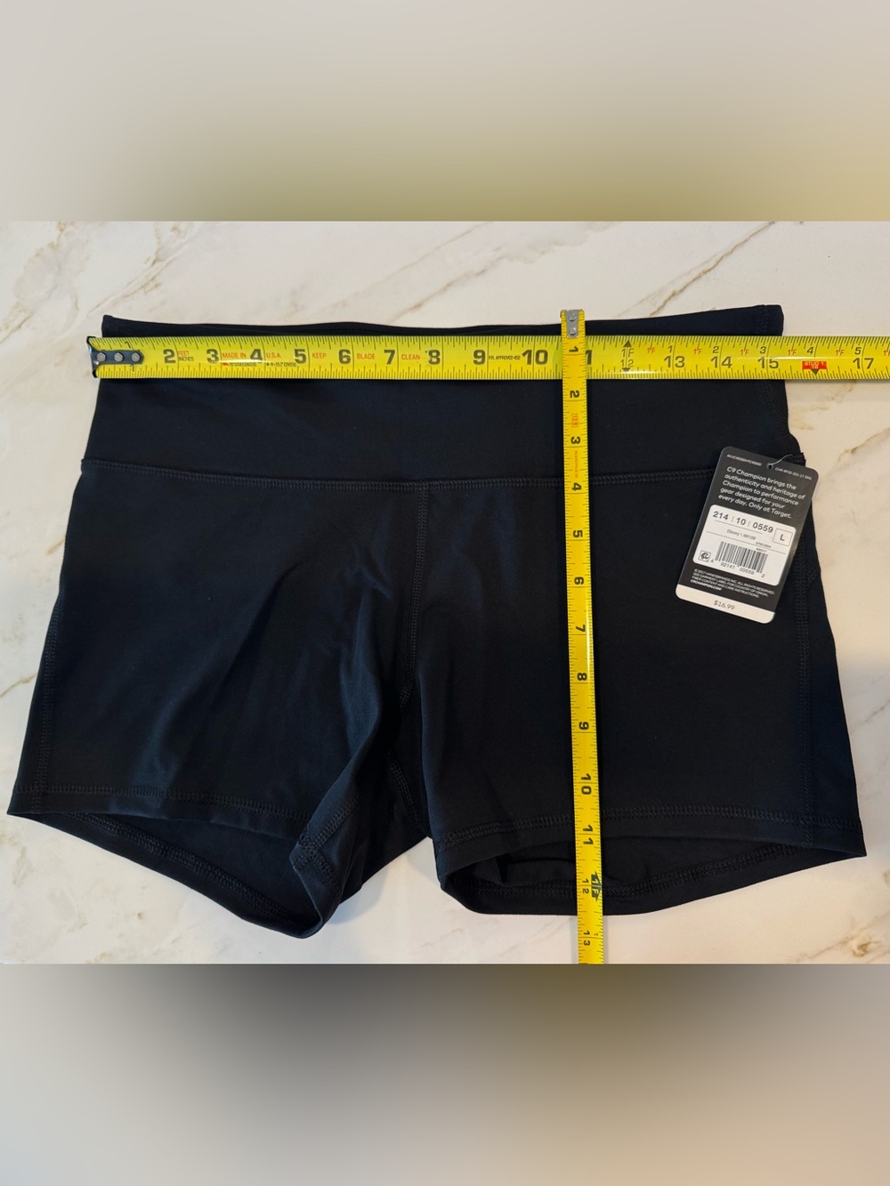 NWT C9 Champion Black Women Bike Shorts Sz Large Athletic Workout Yoga - Picture 5 of 9